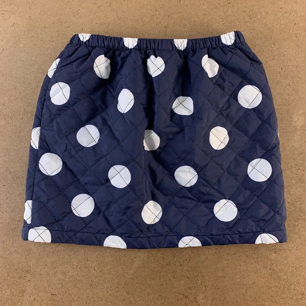 Gymboree Girls Size 10 Navy White Polka Dot Quilted Pull On Mini Skirt New